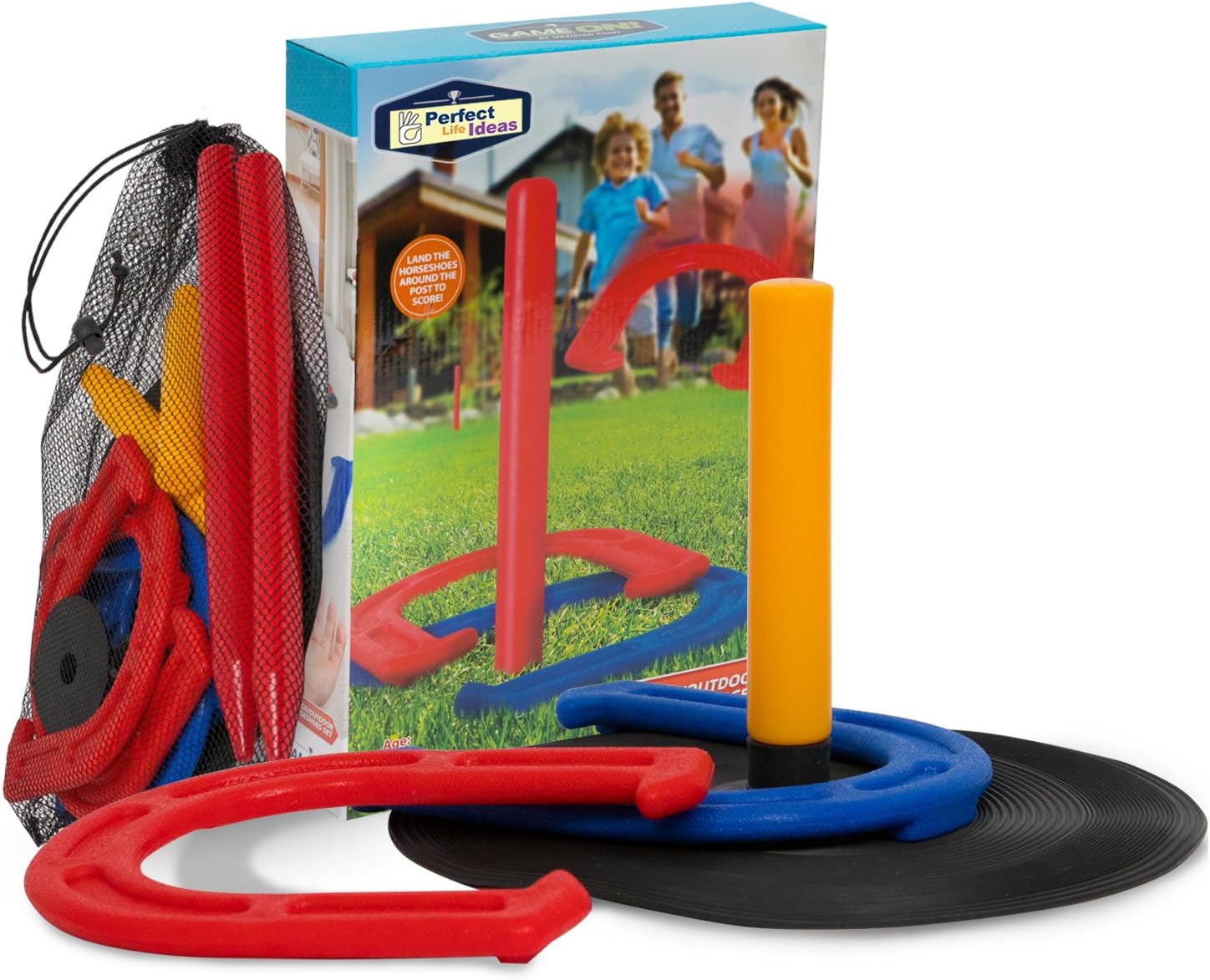 Win SPORTS Rubber Horseshoes Game Set for Outdoor and Indoor Games,Ping