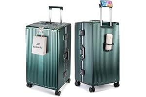 feilario 30in Super Large Captain Aluminum Frame Hardside Spinner Wheels Luggage, Removable Wheels Zipperless Checked Suitcase with Cup Holder/Phone Holder
