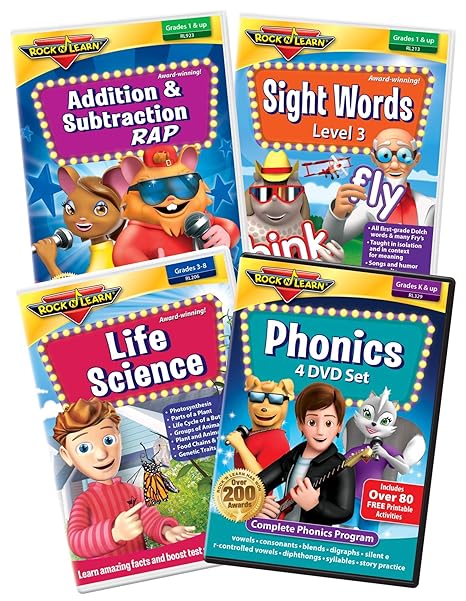 Amazon.com: 1st Grade DVD Collection by Rock N Learn - Phonics, Sight ...