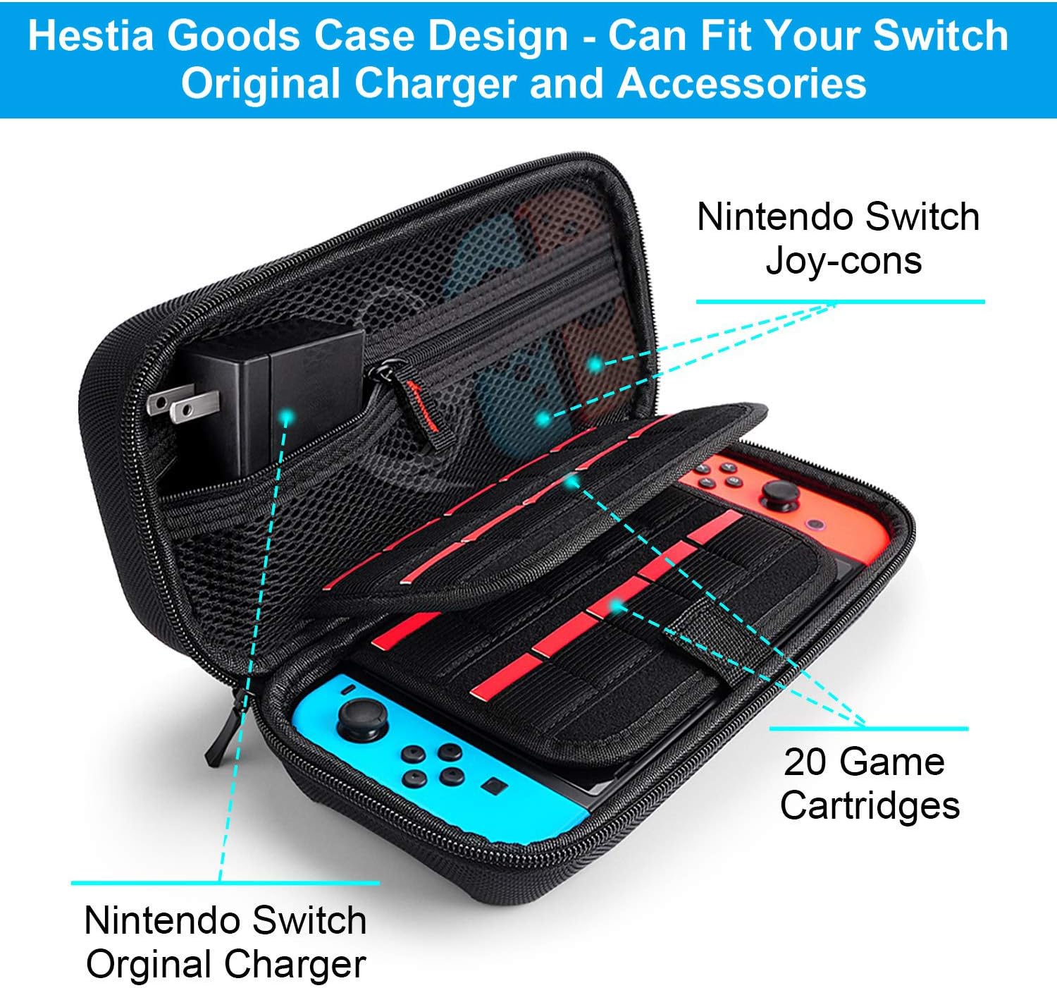 Switch Accessories Bundle for Nintendo Switch, Kit with Carrying Case, Screen Protector, Compact Playstand, Switch Game Case, Joystick Cap, Charging Dock,Steering Wheel for Nintendo Switch, (18 in 1): Computers & Accessories