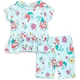 Disney Ribbed Peplum T-Shirt and Bike Shorts Outfit Set Newborn to Big Kid Sizes (0-3 Months - 14-16)