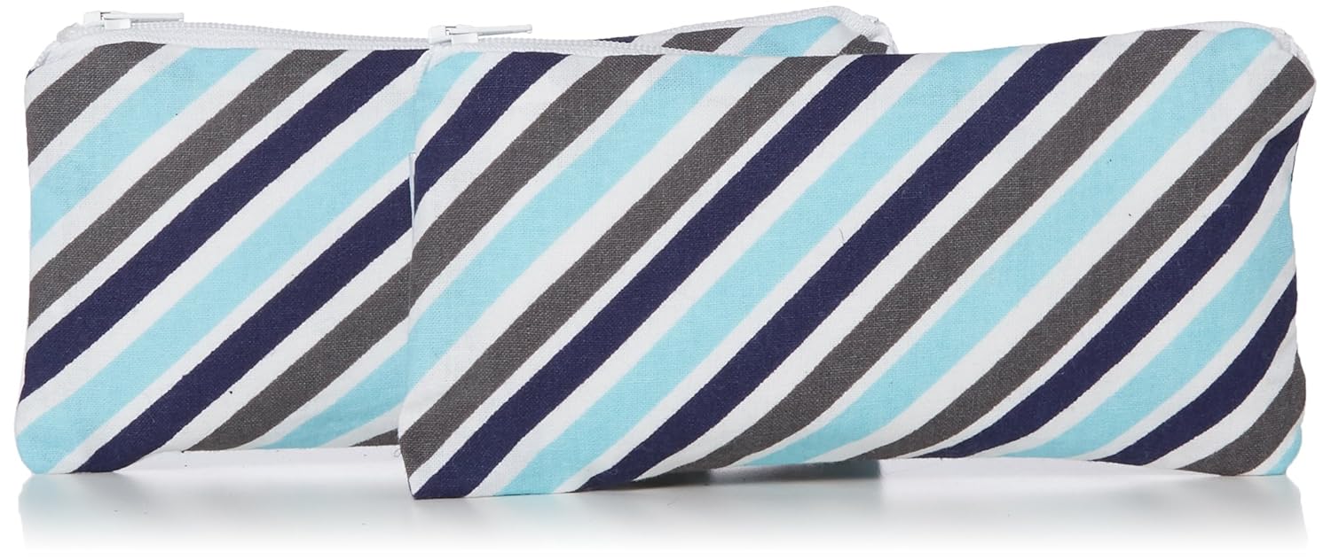 Itzy Ritzy Reusable Mini Snack Bags – 2-Pack of 3.5” x 7” BPA-Free Snack Bags are Food Safe & Washable for Storing Snacks, Pacifiers and Makeup in a Diaper Bag, Purse or Travel Bag, Sail Away Stripe