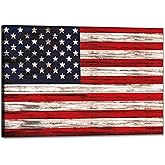 SKASNFAI Rustic American Flag Wall Art Motivational Patriotic US Flag Office Canvas Posters for Living Room Picture Artwork Bedroom Dorm Wall Decor (16L x 24W)