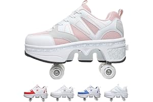 PLMOKN Women's Retractable Roller Skates Outdoor Girls Kick Roller Shoes Men Deformation Sneakers