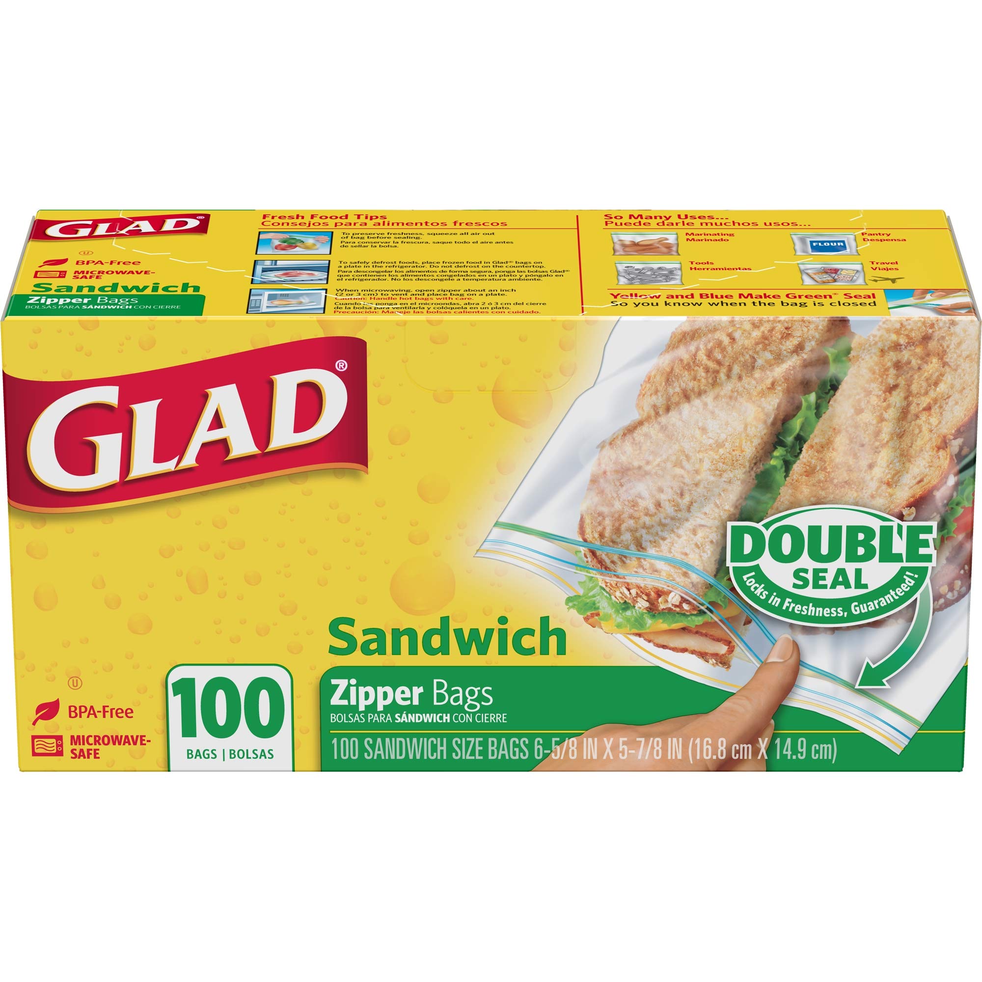 Glad Zipper Food Storage Snack Bags 50 Count 12 Pack