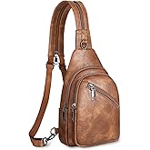 SYTRAH Sling Bag for Women, Crossbody Bags for Women Trendy Crossbody purse Vegan Leather Sling Backpack Chest Bag with Dual Purpose Strap, Mocha Brown