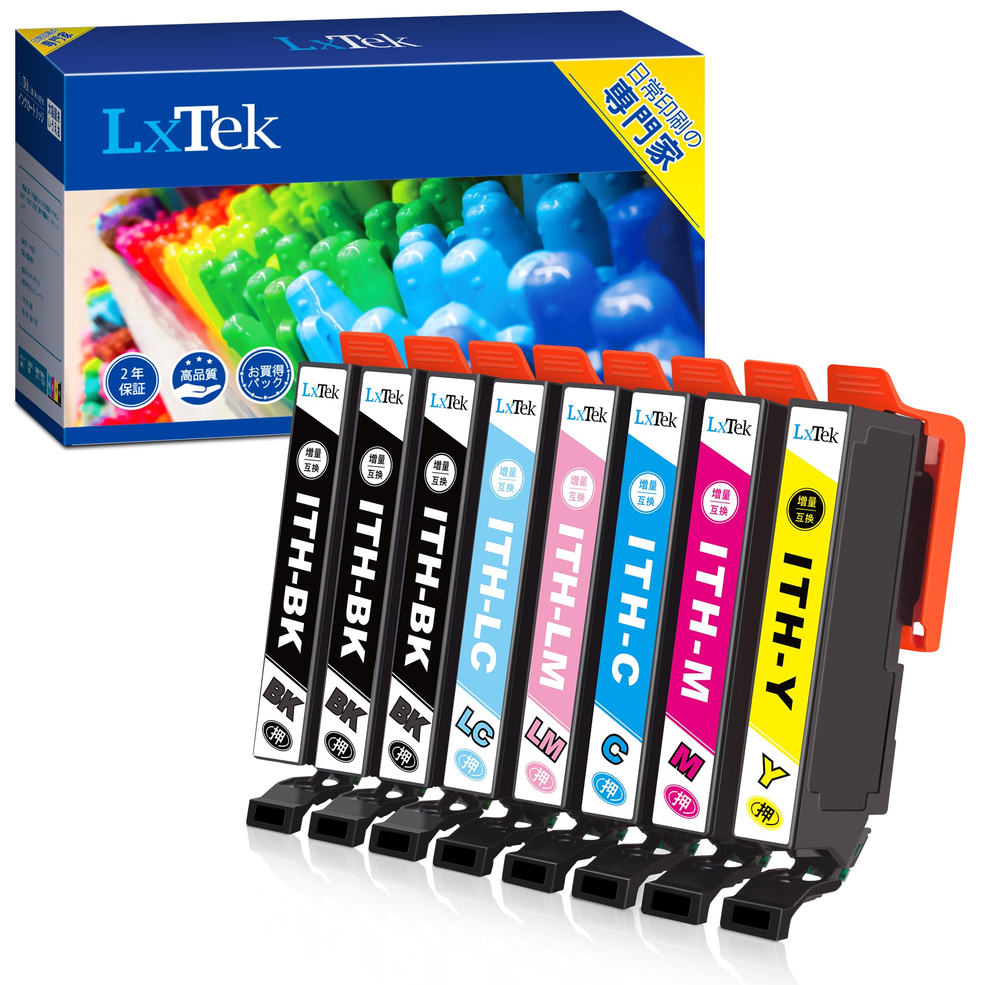 LxTek ITH-6CL エプソン用 インク イチョウ EPSON用 ITH 互換インクカートリッジ 大容量タイプ 6色セット + ITH-BK 2本 合計8本セット EP-709A EP-710A EP-711A EP-810AB EP-810AW EP-811AB EP-811AW プリンターインク 説明書付/残量表示/個包装商品画像