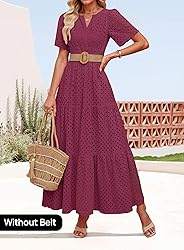 ZESICA Women's 2025 Summer Short Sleeve Maxi Dress