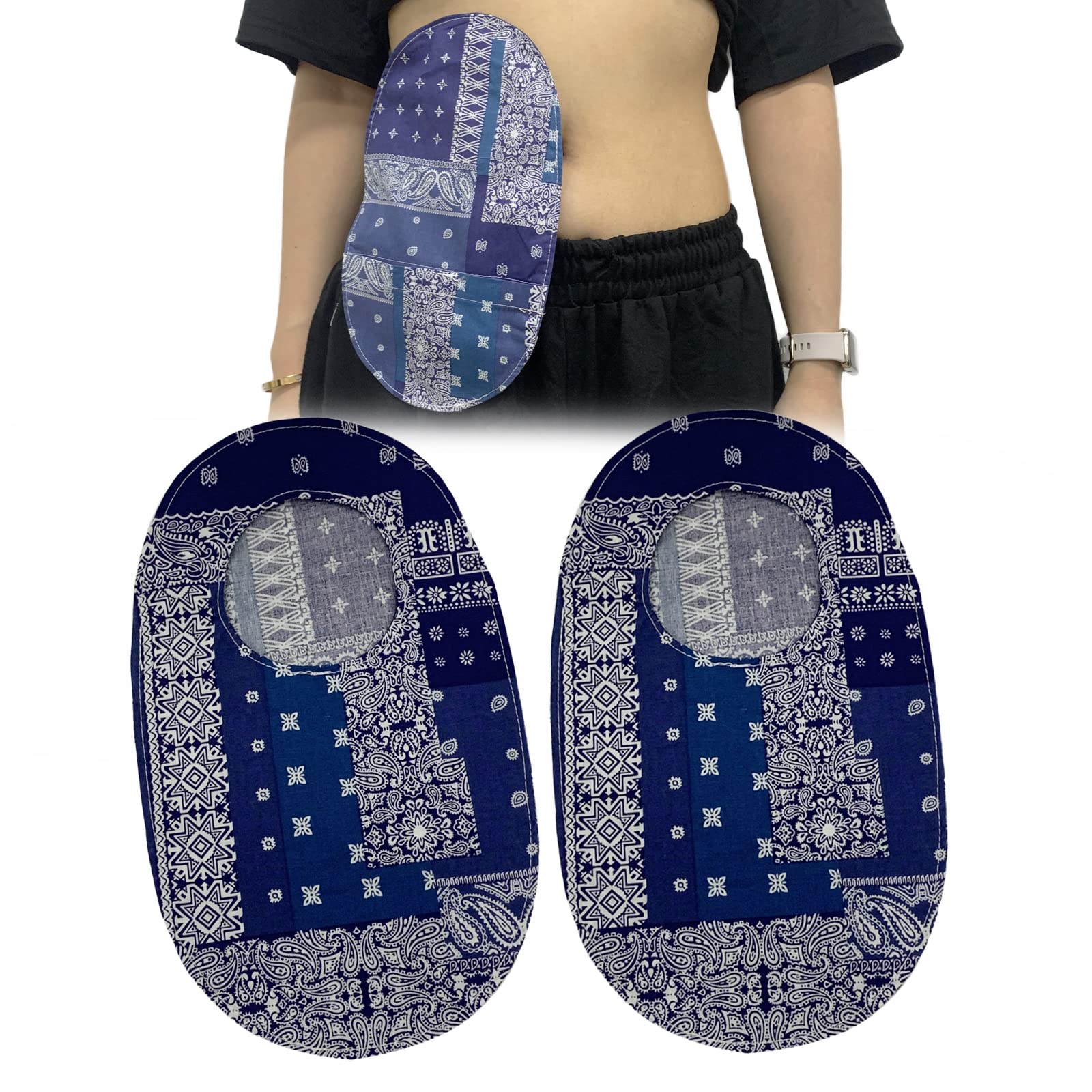 EDWERD Colostomy Bag Covers - Ostomy Support Garment Pouch with Round Opening for Ileostomy Stoma, 3" ID, 2 Pcs