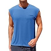 Runcati Mens Sleeveless Tank Tops Workout Cut Off Muscle Shirts Gym Casual Beach Summer Tee with Pocket