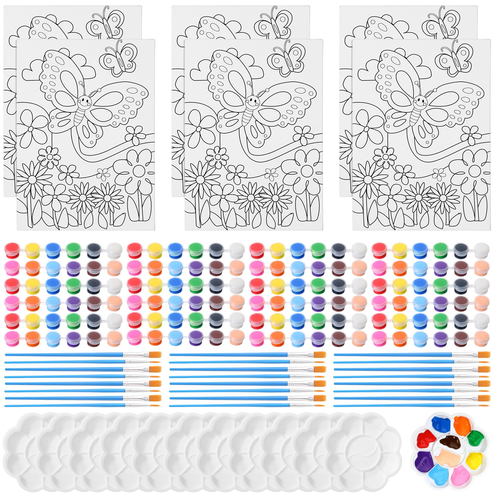 Marspark 12 Set Butterfly Canvas Painting Kit Pre Drawn Canvas for ...