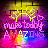 Make Today Amazing Neon Sign Heart Sunrise Positive Led Neon Light for Wall Decor Inspirational Rainbow Color Light Sign Boho Wall Art LED Neon Light Up Sign for Party Wedding Birthday School Gym