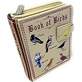 Shag Wear Book of Birds Small Women’s Wallet, Vegan Faux Leather Bifold with Card Slots, ID Window and Compact Snap Closure in Beige 4.5"