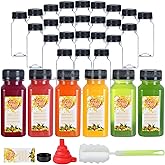 Mrhuazhai 30pcs 6oz Empty Plastic Juice Bottles with Caps Reusable PET Food Grade Drink Bottles with Leak-Proof Tamper Evident Caps Bulk Clear Beverage Containers for Homemade Drinks Smoothie Milk