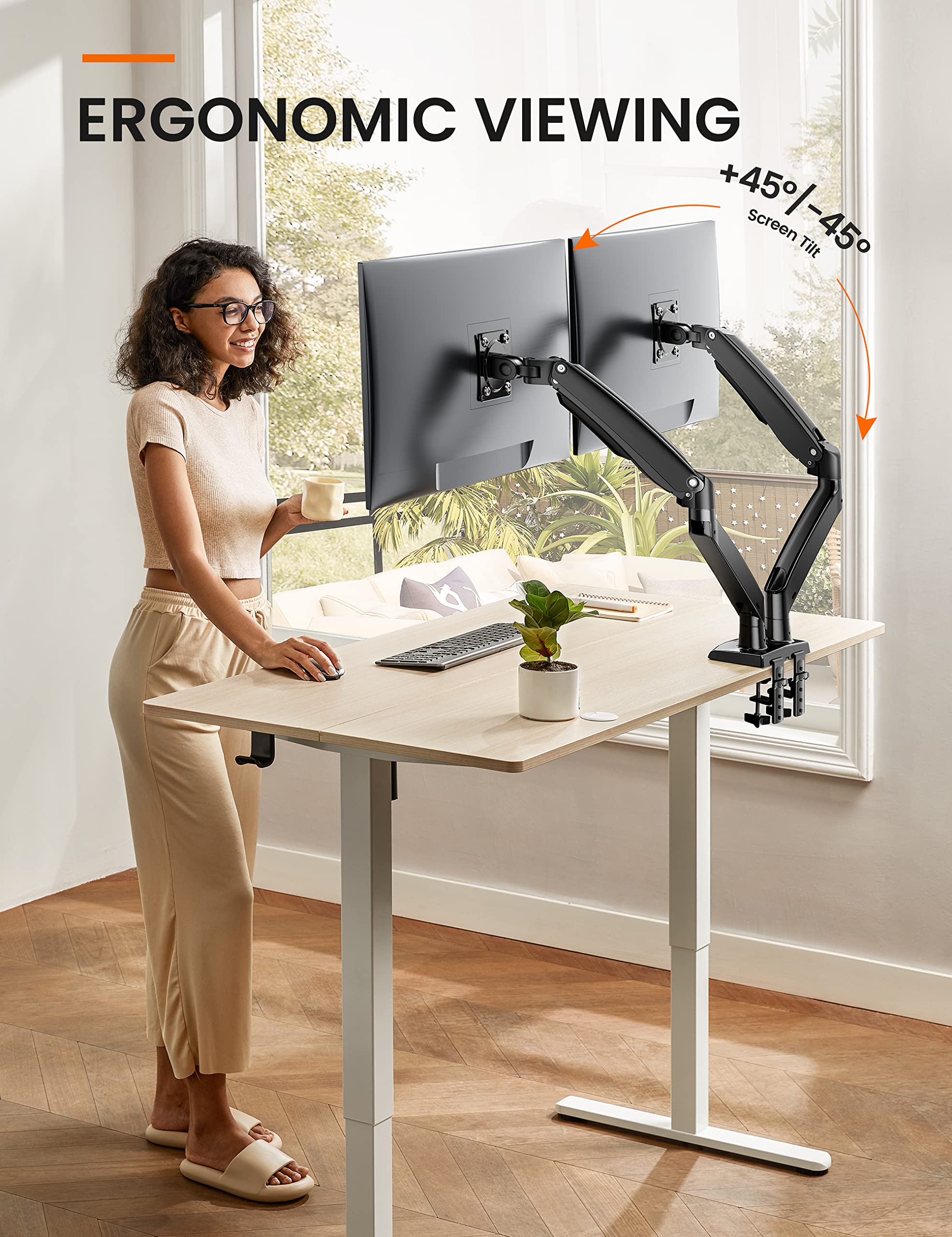 ZeboZap ZLTV8022 Wall Monitor Mount With Keyboard Tray | Fits 17 To 43 Inch | Single Monitor Wall Mount With Laptop Tray | Home Office, Bedside, Healthcare | White | 26.4 Lbs - View #6