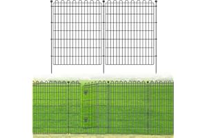 CLEASO 5 Panels No Dig Decorative Garden Fence with Gate for Yard, 40 in(H) X 11.8 ft(L) Animal Barrier Fencing for Outdoor Dog, Metal Portable Garden Fences for Borders, Pets, Landscape, Temporary Fence