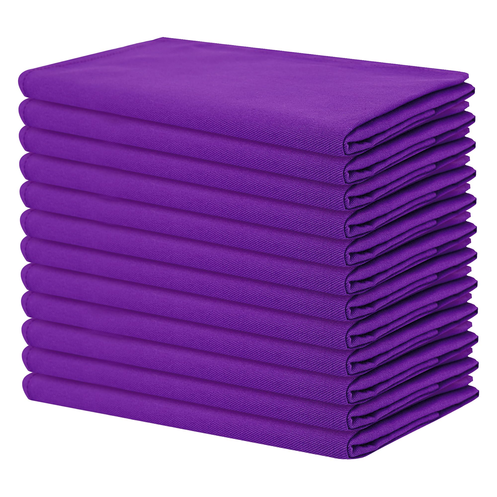 Sweet Needle - Pack of 12-100% Cotton Oversized Dinner Christmas Napkins 45 CM x 45 CM (18 IN x 18 IN), Purple - Heavy weight fabric for daily use with Mitered corners finish, Purple