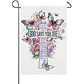 God Says You Are Easter Garden Flag 12x18 Inch Double Sided Flowers Butterflies Floral Bible Verse Cross Inspirational Religious Yard Flags Spring Seasonal Decor Lawn Porch Outdoor Decorations