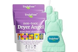Truly Free Dryer Angel - Natural Dryer Sheet Alternative, Non-Toxic Reusable Fabric Softener Sheets and Scent Booster, Safe for Babies and Sensitive Skin, Laundry Room Essentials - 2 Packs + 2 Refills