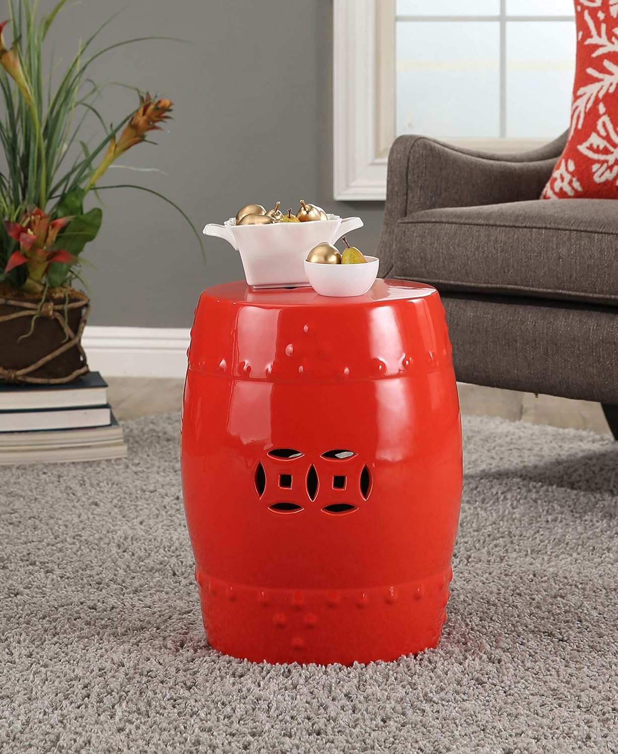 abbyson santino outdoor furniture on Red Abbyson Living Chrome Ceramic Garden Stool Outdoor Decor Patio Lawn Garden Brilliantpala Org