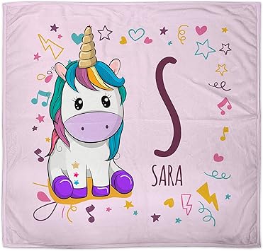 Lolapix Couverture Licorne Personnalise Au Prenom Ou Texte Cadeaux Nouveau Ne Divers Modeles Licorne Rose Amazon Fr Cuisine Maison