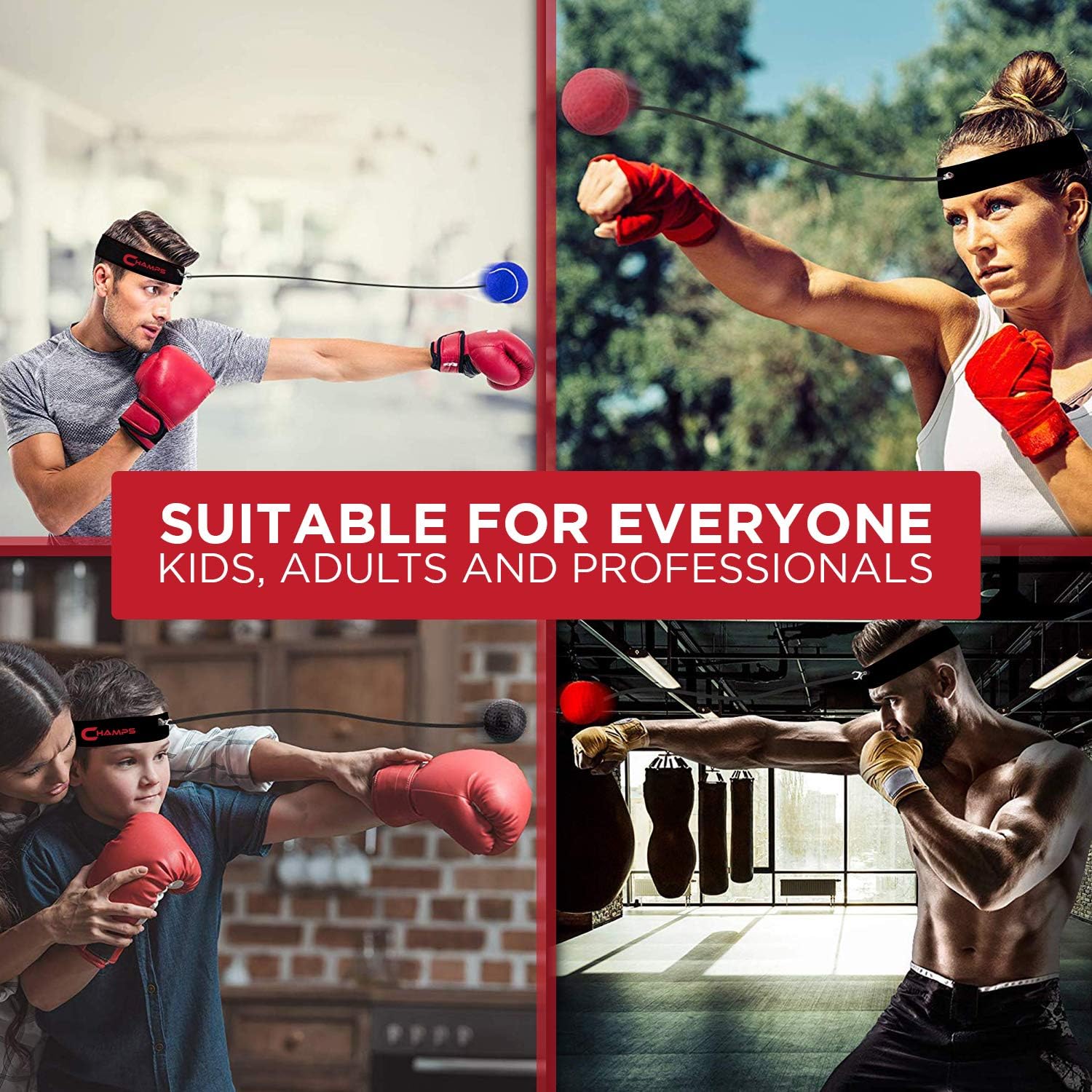 Boxing Reflex Ball Set - 4 Difficulty Levels Great for Reaction Speed and Hand Eye Coordination Training Boxing Equipment Fight Speed, Boxing Gear, Punching Ball Reflex Bag Alternative (Set of 4) : Sports & Outdoors