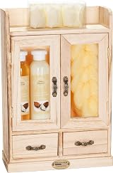 BRUBAKER Shea Butter Bath Body Gift Set 10pcs Wooden Cabinet Lotion Shower Gel view 2