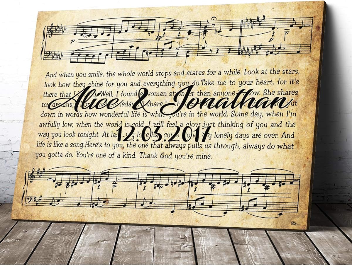 custom canvas made with your lyrics lyrics on canvas first dance lyrics