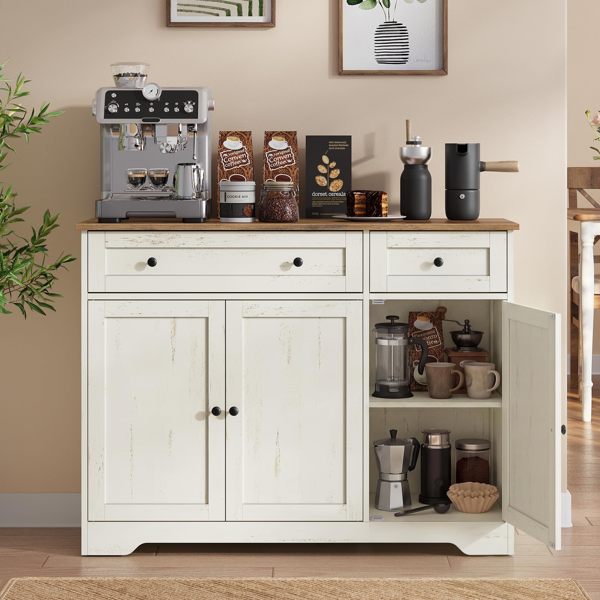 Charming distressed white finish