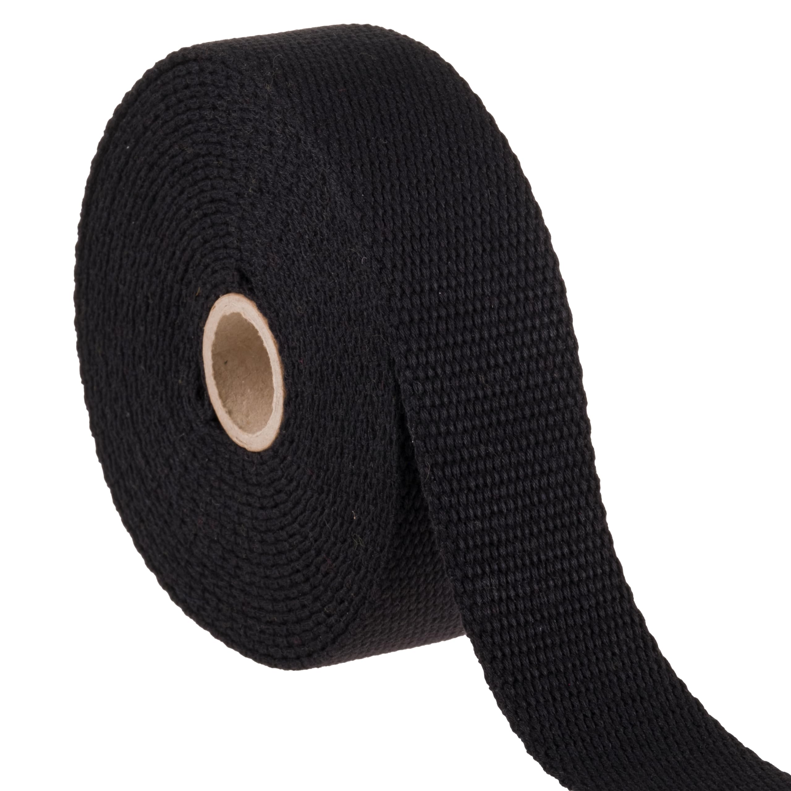Heavy Duty Cotton Webbing Strap, 1 or 1.5 Inches and Colours, 5m (Black, 38mm)