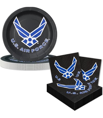 Havercamp U.S. Air Force Party Plates 24 Pack | Official Licensed 9-inch Dinner Plates | Military Themed Party Supplies