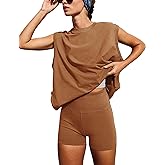Tiko Miko Womens Workout Sets 2 Piece Outfits Oversized Top with Biker Shorts Active Lounge Sets Tracksuit