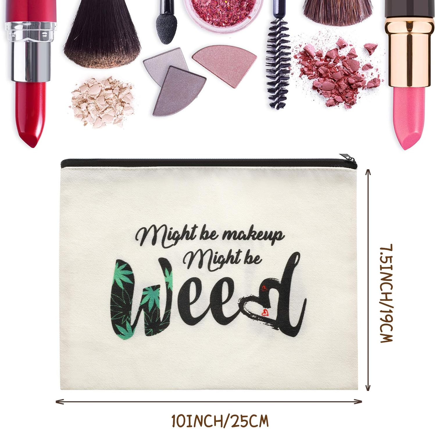 2 Pieces Leaf Makeup Cosmetic Bag Might Be Makeup Bag Funny Weed Leaf Cosmetic Bag Weed Cosmetic Bag Multipurpose Makeup Case with Zipper for Women Girls Vacation Travel - Image 3