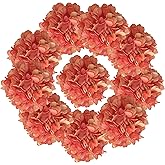 7.1''Hydrangea Silk Flowers Coral,10Pcs Artificial Silk Hydrangea Heads,81 PetalsFaux Hydrangea Flowers Heads with Stems for Home Wedding Baby Shower Decor(Coral)