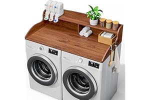 2-Tier Washer Dryer Countertop, Laundry Shelf Topper with Edge and Non-Slip Pads, 54" x 27.5" Cover Guard Organizer, Washer a