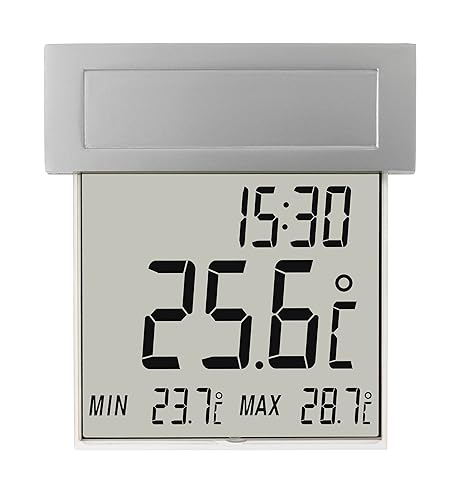 TFA Dostmann Vision Solar digitales Fensterthermometer, 30.1035, großes Display mit Außentemperatur