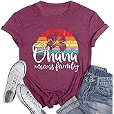 Hawaiian Shirts for Women Hawaii Brach Graphic Tees Summer Vacation Short Sleeve T-Shirts Flower Print Crewneck Tops