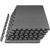 ProsourceFit Exercise Puzzle Mat 1-inch, Checkered EVA Foam Floor Tiles w/Non-Slip Texture, Interlocking Design for Adjustable Gym Surfaces, Shock Absorbing, Grey, 24 SQ FT - 6 Tiles