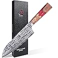 TUO Chef Knife 7 Inch - Japanese Santoku Knife Kitchen Knives, AUS-10 Damascus Steel 45-Layer Hand Forged Resin Handle with Gift Box