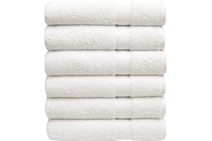 PH PLEASANT HOME Pleasant Home Bath Towels Set of 6 (24” x 50”) 100% Cotton, 515 GSM | Lightweight, Soft & Absorbent Luxury Towels for Bathroom | for Gym, Pool & Spa | 6 Pack, White