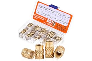CARLWIN 360Pcs Premium Threaded Inserts for Plastic&3D Printing, M2 M2.5 M3 M4 M5 M6 Heat Set Inserts, Metric Brass Nut Insert Assortment Kit