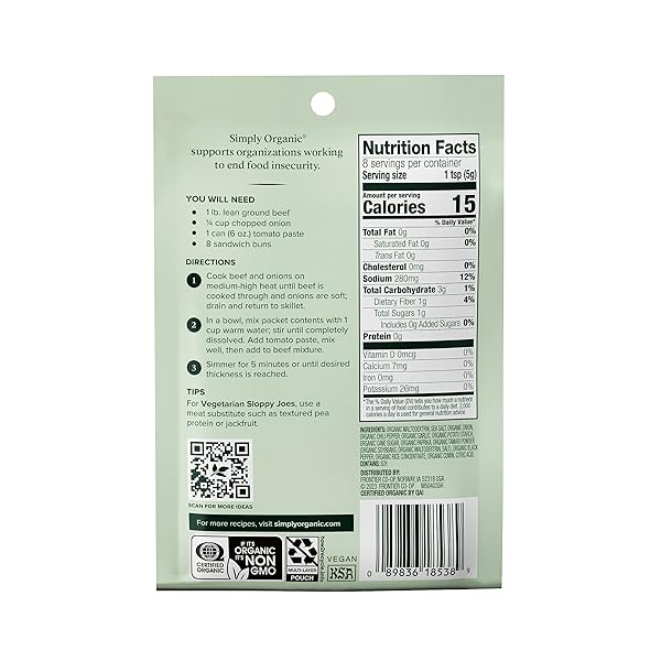 SIMPLY ORGANIC, SEASONING MIX, SLOPPY JOE, 1.41 OZ