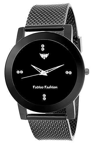 Ff-0133 Black Dial Analogue Round Dial Watch For Women