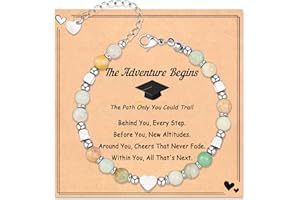Wisedawn 2025 Graduation Gifts for Her/Girls/Women/Kids, Healing Natural Stone Bracelets with Meaningful Card