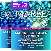MAREE Eye Gels 2 PACK - Under Eye Patches for Puffy Eyes and Dark Circles with Natural Marine Collagen & Hyaluronic Acid - Anti-Aging Masks for Face to Soothe Puffiness