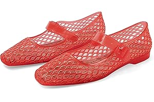 DOEYG Jelly Mary Ballet Flats for Women Jelly Sandals Shoes Women Beach Jellies Mary Jane Flats Ballerina Shoes