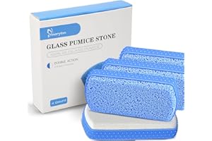 Maryton Foot Scrubber Pumice Stone for Feet, Upgraded 2 in 1 Exfoliating Glass Pumice Stone with Grip, Ultimate Pedicure Tools Dead Skin Callus Remover, 4-Count
