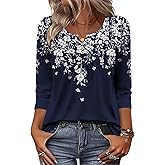 Zeagoo 3/4 Length Sleeve Womens Tops Dressy Casual 2026 V Neck T Shirts Blouses Floral Summer Business Work Basic Tees