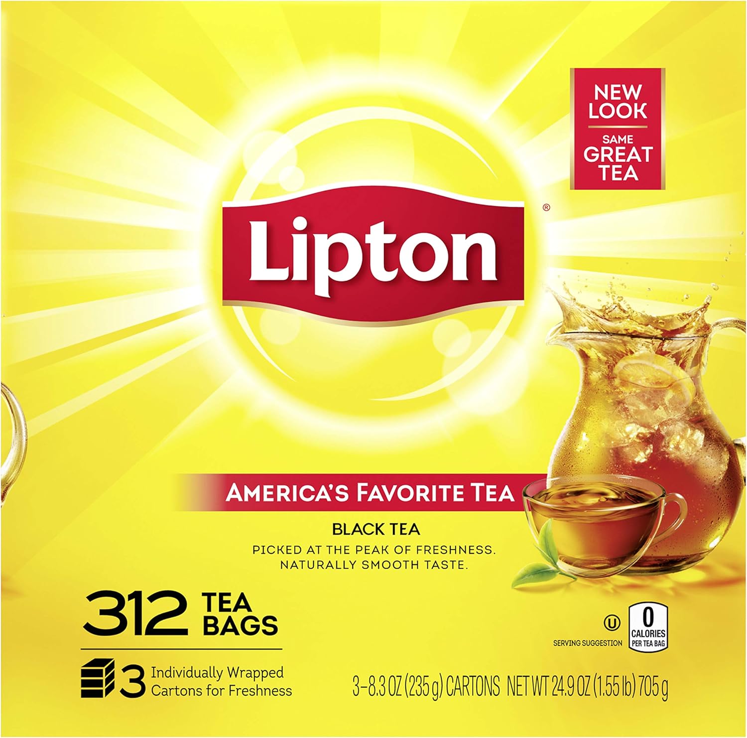 Lipton Tea Bags 312 Bags In 3 Individually Wrapped Cartons For