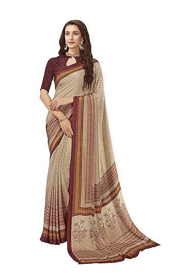 Women's Crepe Silk Saree With Blouse Piece (fusion-8308-b_Maroon)